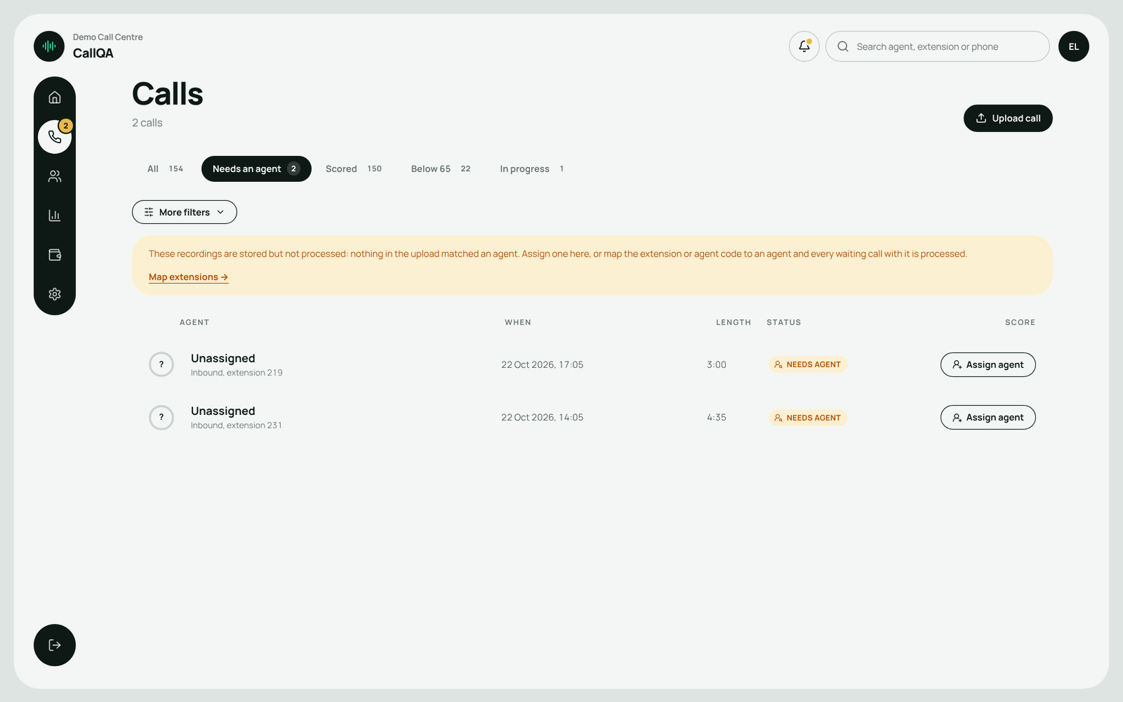 CallQA – Calls waiting for an agent to be assigned