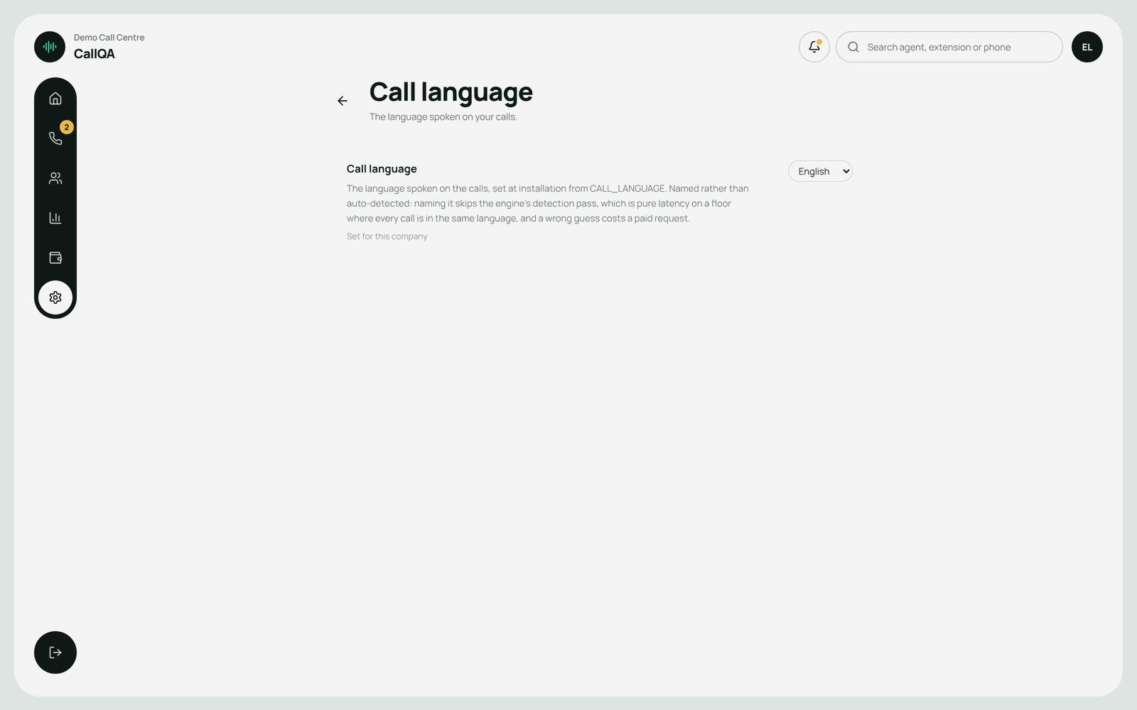 CallQA – Call language setting