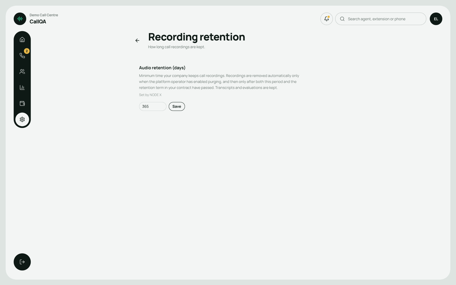CallQA – Recording retention setting