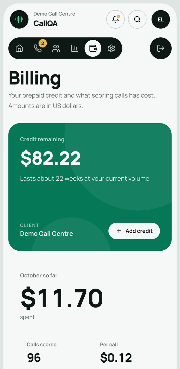 CallQA – Billing on a phone