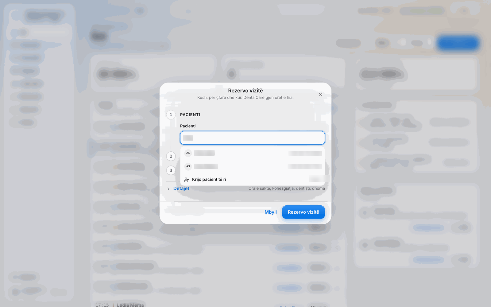 DentalCare – Booking, searching for the patient