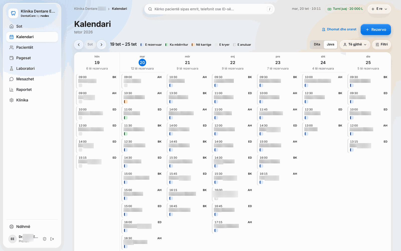 DentalCare – Calendar, week view