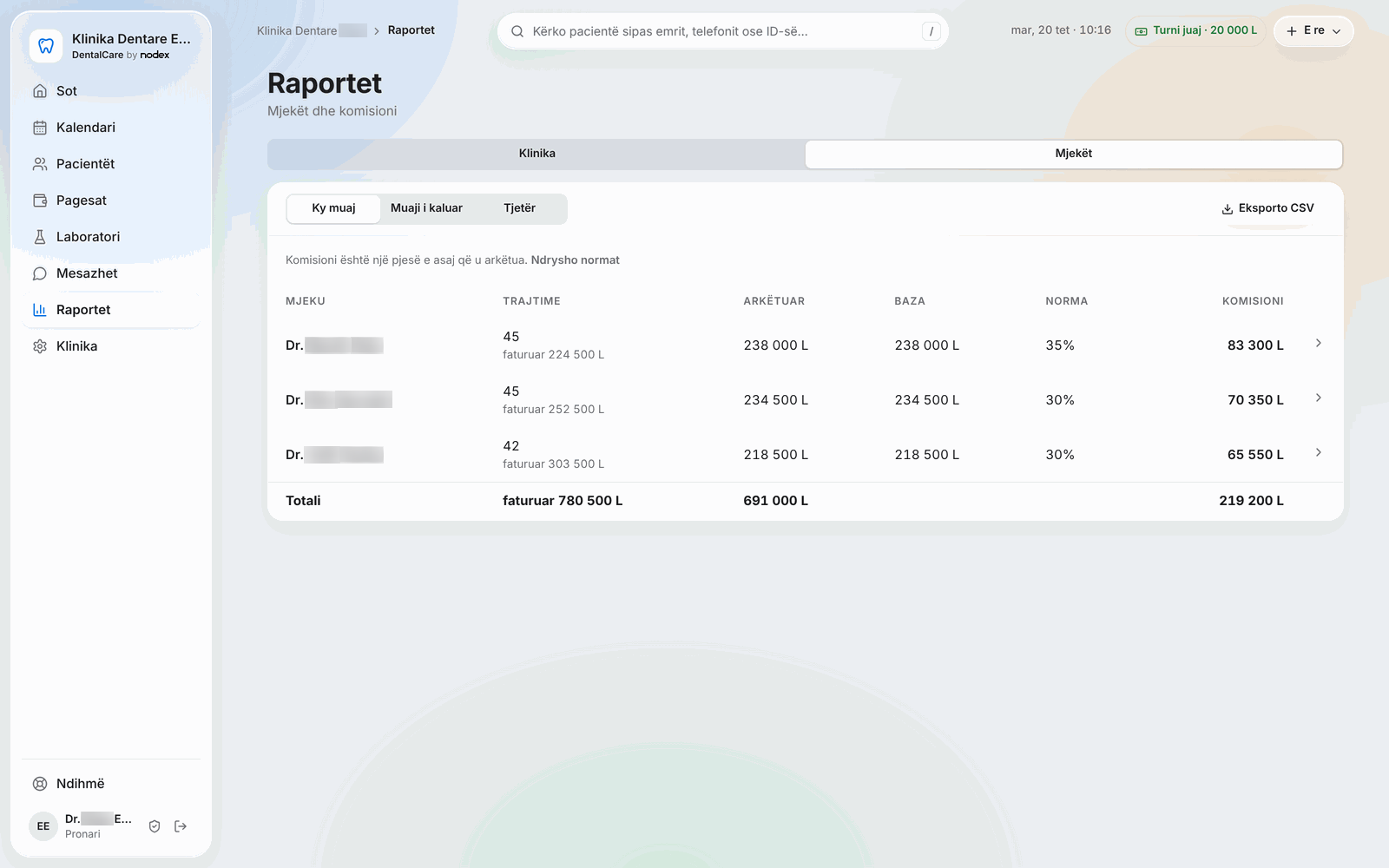 DentalCare – Reports, revenue and commission per dentist