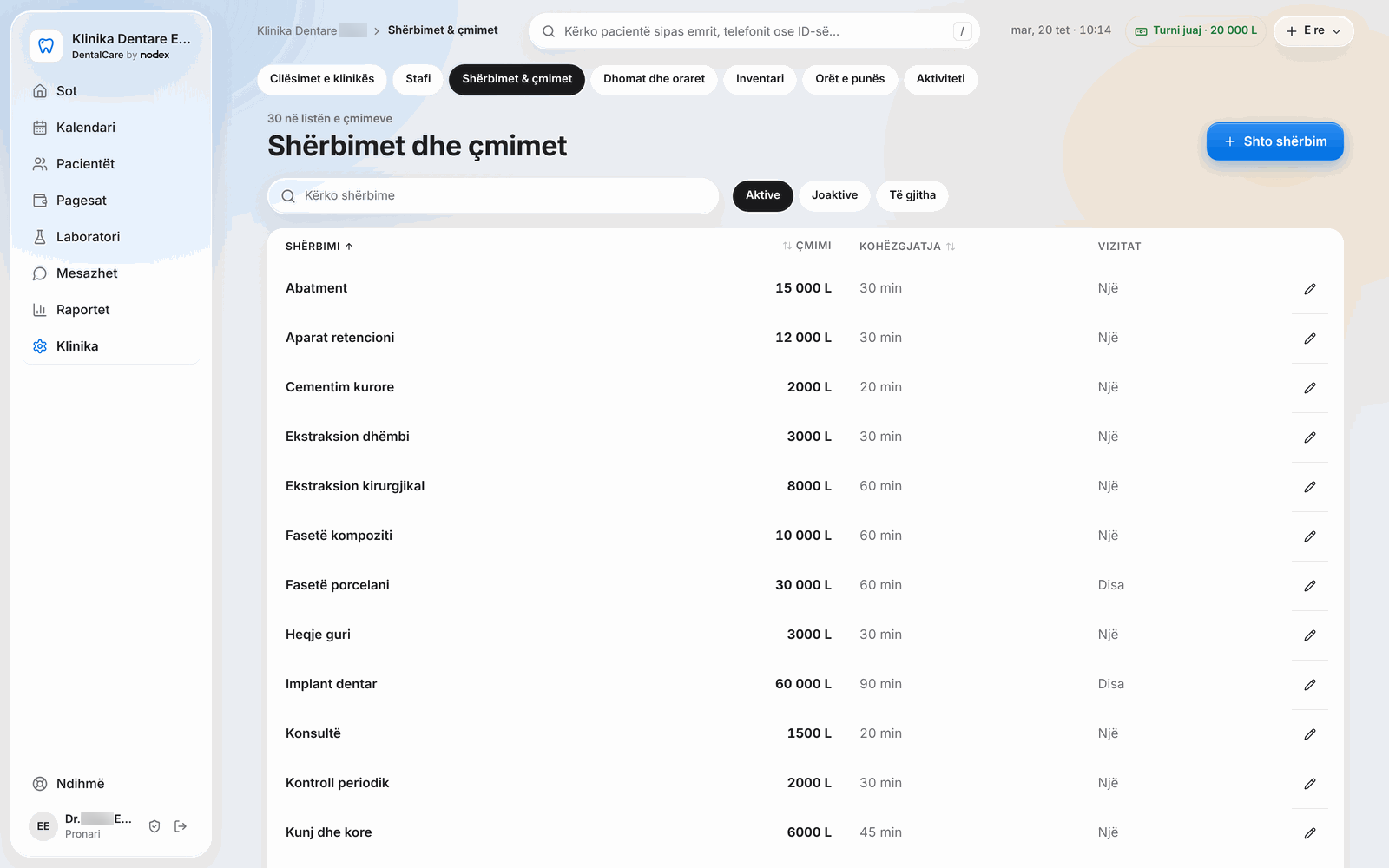 DentalCare – Services and price list