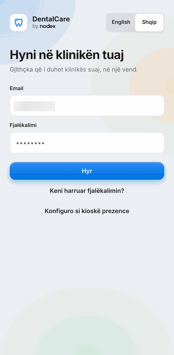 DentalCare – Two-step sign-in on a phone