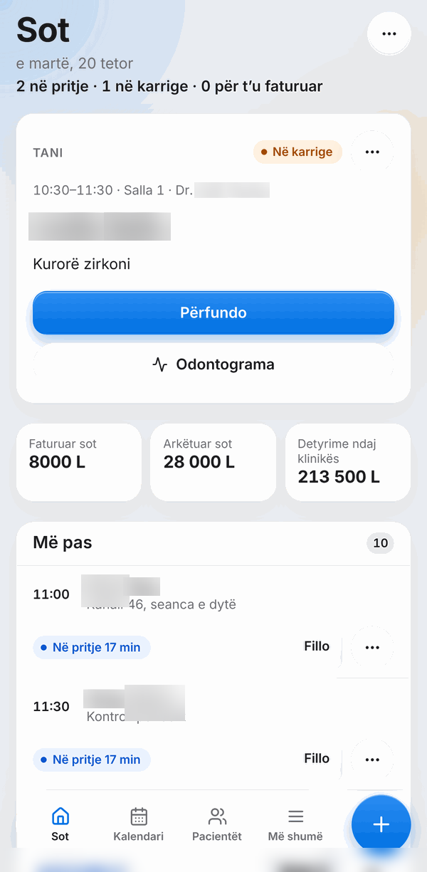 DentalCare – Today screen on a phone