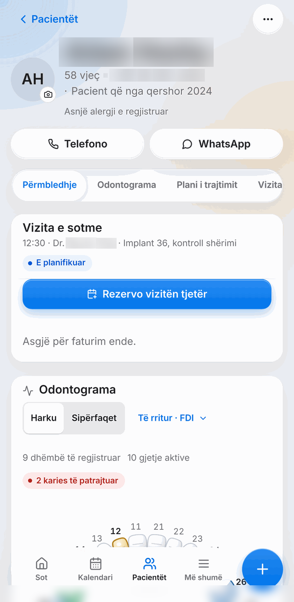 DentalCare – Patient profile on a phone