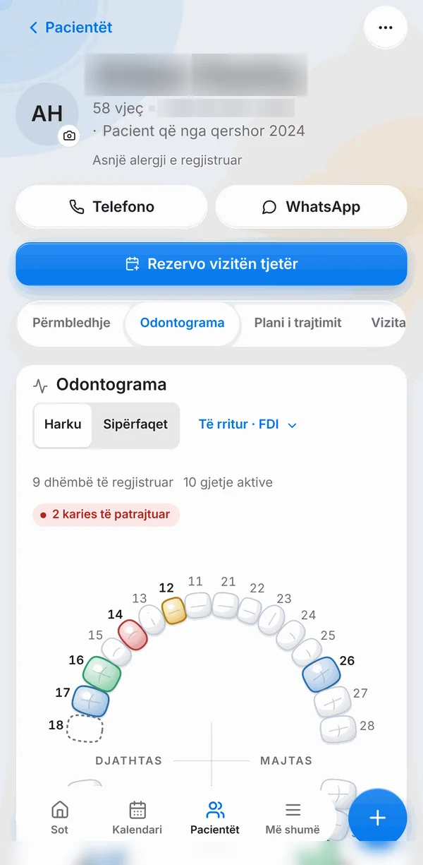 DentalCare patient chart on mobile