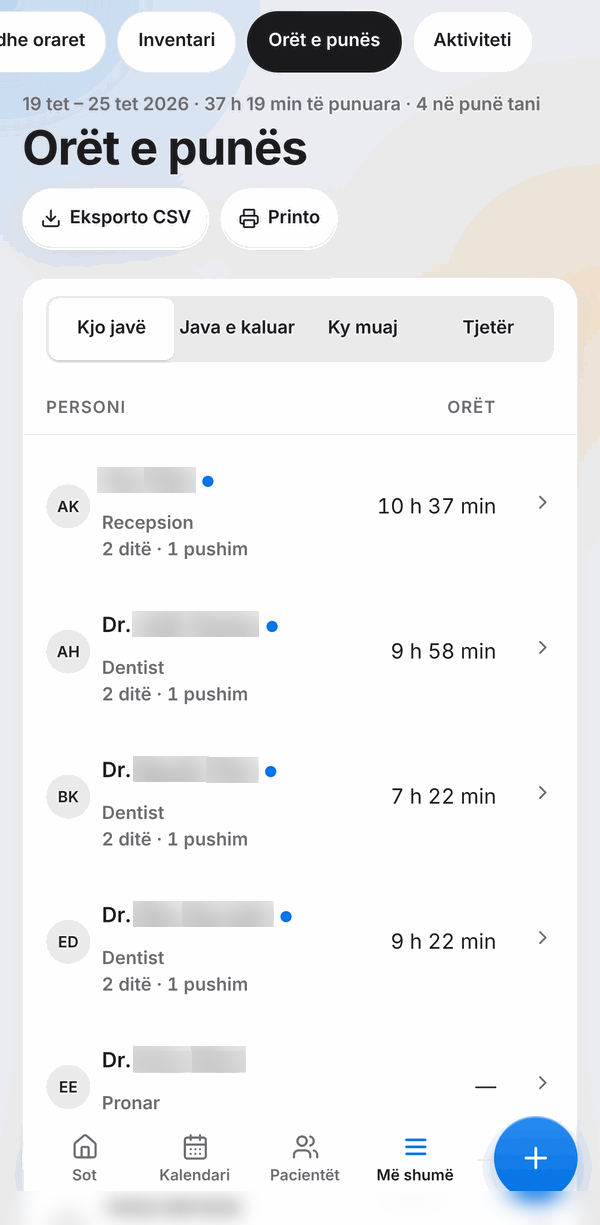 DentalCare – Timesheets on a phone