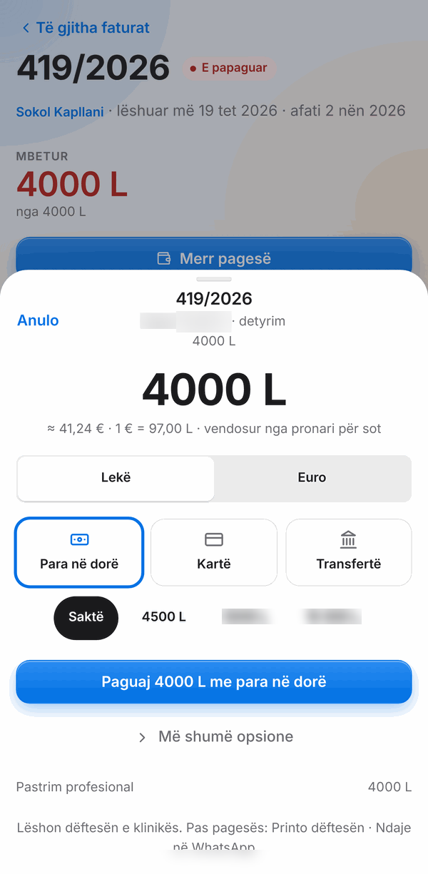 DentalCare – Payment sheet on a phone